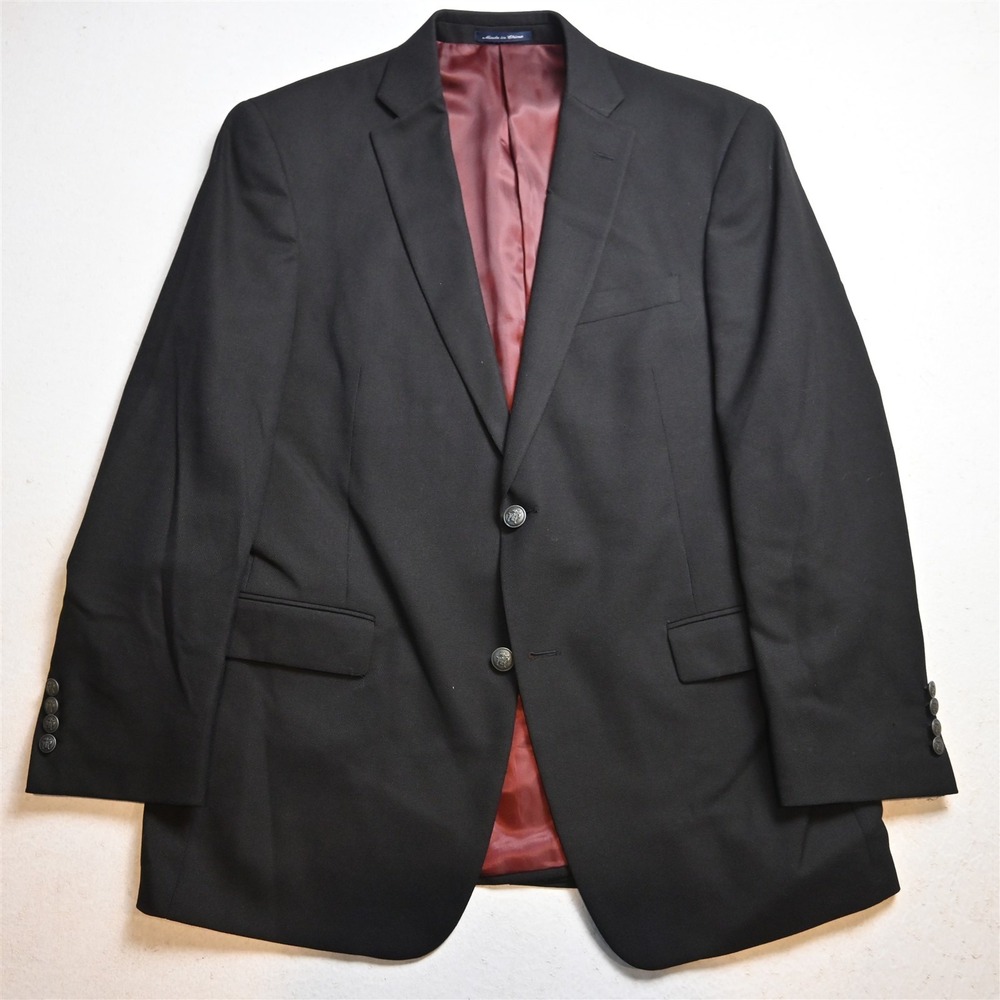 Hart Schaffner Marx 43R Black Hopsack Soft Shoulder Blazer Jacket Sport Coat